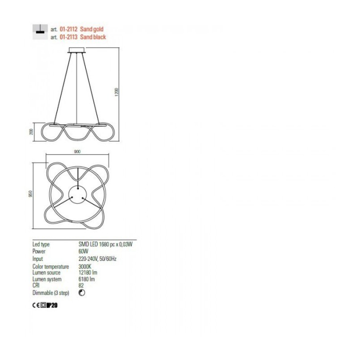 SUSPENSIE  CORRAL 01-2112  60W, 6180 lumeni, alb cald [2]