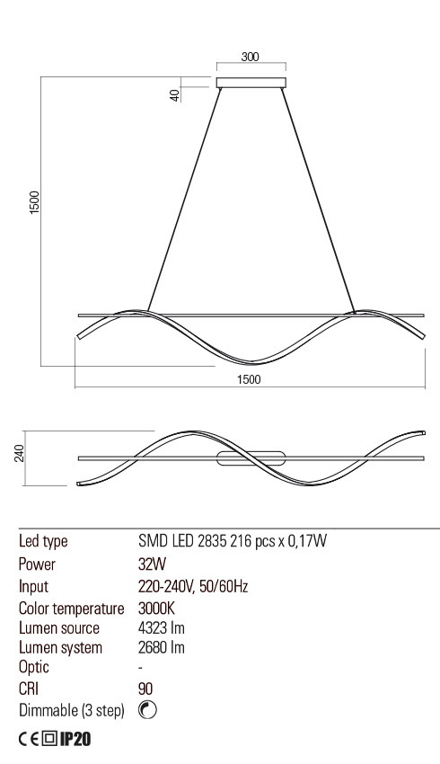 Suspensie Savage  LED 1x40W 3000K [2]