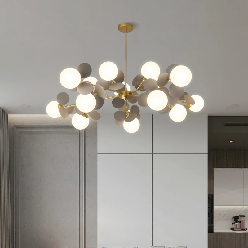 CANDELABRE MODERNE & PENDULE - LUSTA GLOB ALB/GRI  12XE27