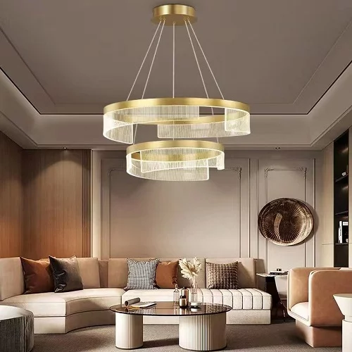 SUSPENSII CU LED - PENDUL LED AURIU 2 CERCURI 120W