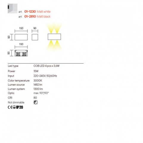 APLICA AMPLITUDE 15W NEGRU DREPTUNGHI  3000K [1]