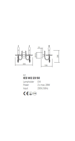 APLICA ELISIR AUR IES W2 23 50 E14 2X28W [1]
