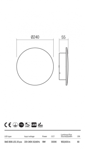APLICA EXT. TANIT LED 18W LC NEGRU D240 [2]