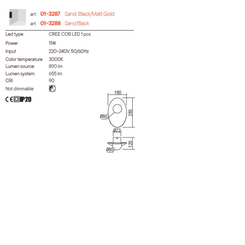 APLICA LED CODY AURIE 1X11W  3000K [1]