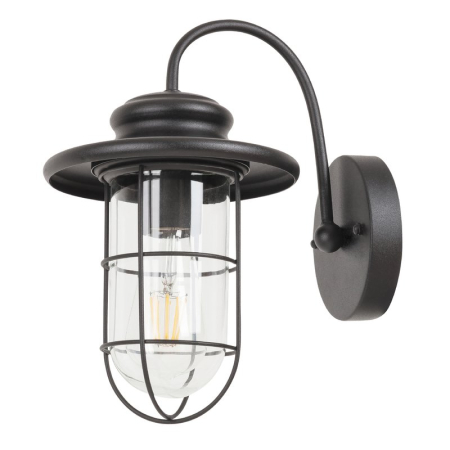 APLICE EXTERIOR - APLICA PAVIA 8069 DE EXTERIOR NEGRU MAT TRANSPARENT E27 1X60W 19X25X30CM