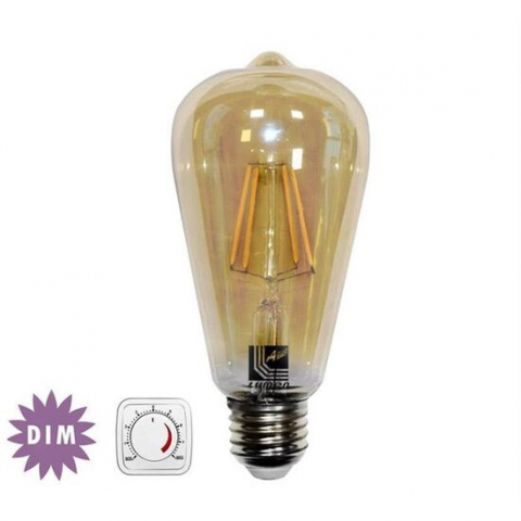 ■  CONSUMABILE - Bec decorativ " avocado" auriu cu LED dimabil E27 6W 2200K