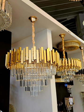 CANDELABRE CRISTAL & PENDULE - Candelabru modern de cristal K9 - 30cm; 40cm; 50cm; gold