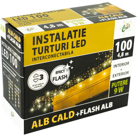 ■  ILUMINAT DECORATIV - INSTAL. EXT. GHIRL. 100LED + FLASH A/C CAB. NEG. 5M