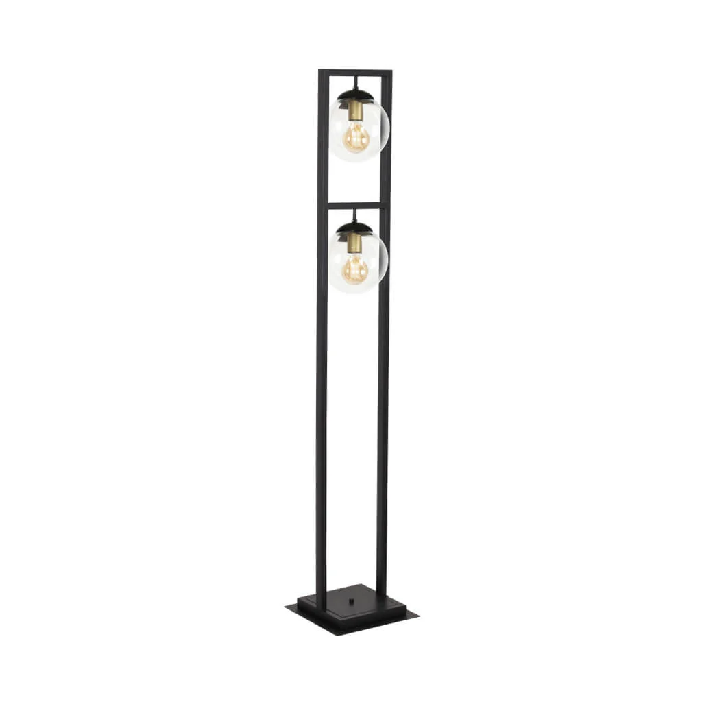 LAMPADARE MODERNE - LAMPADAR MODERN NEGRU CU GLOB FUMURIU 166 H 2CE27