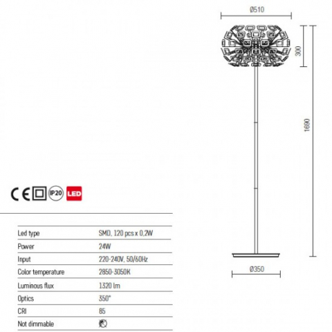 LAMPADAR NOVA LED 1X24W 2850-3050K 1320LM 1690H ALB [1]