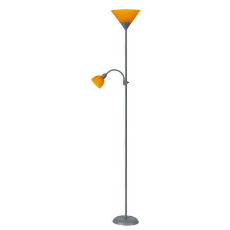 ■ CORPURI DE ILUMINAT - LAMPADAR RABALUX ACTION 4026 ARGINTIU ORANGE E27 1X100W + E14 1X25W D230X1800MM