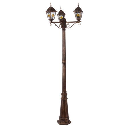 ■ CORPURI DE ILUMINAT - LAMPADAR RABALUX MONACO 8186 EXTERIOR AURIU ANTIC E27 3X60W D645X2100MM