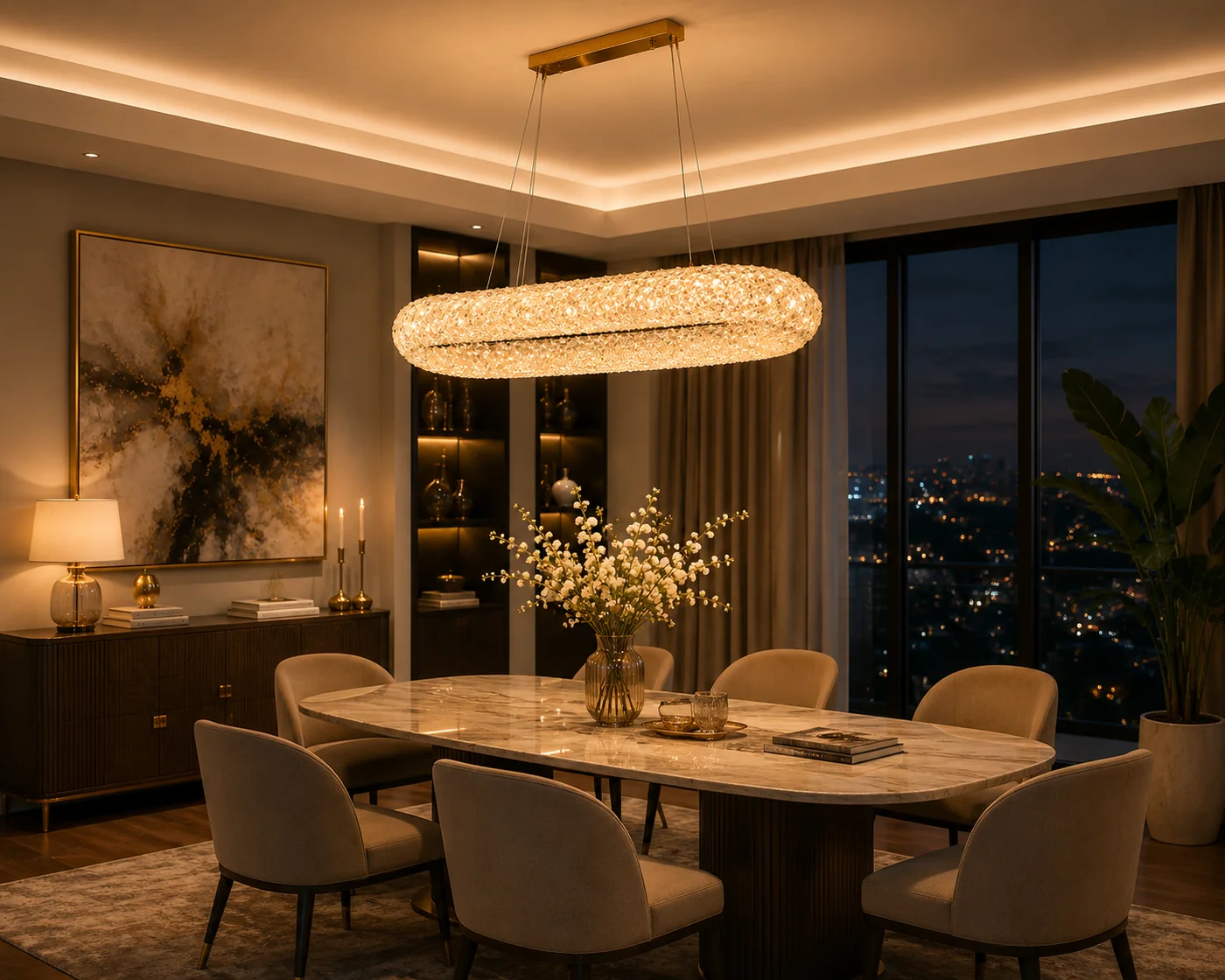 ■ ILUMINAT DE INTERIOR - LUSTRA  MODERNA AURIE CRISTAL 124W