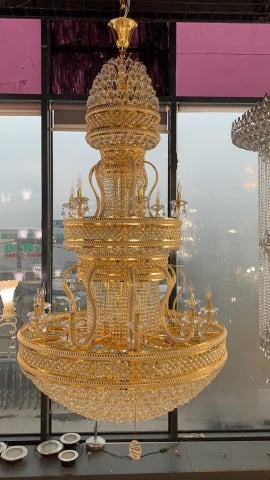 CANDELABRE CRISTAL & PENDULE - LUSTRA de CRISTAL - 2 METRI (aurie) x1.2