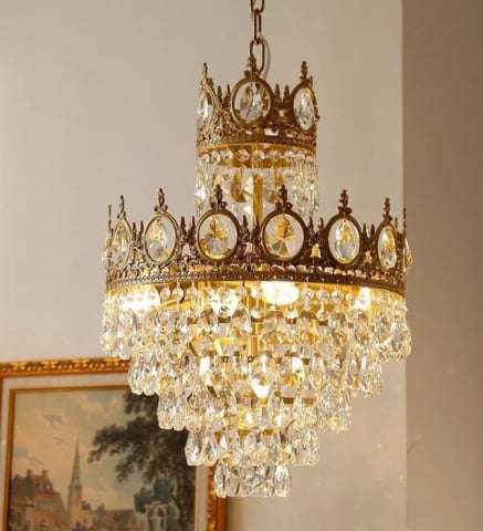 CANDELABRE CRISTAL & PENDULE - LUSTRA AURIE de CRISTAL - 46X60 CM  8X E14