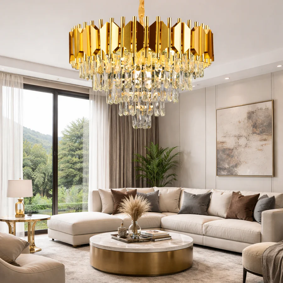 CANDELABRE CRISTAL & PENDULE - LUSTRA AURIE de CRISTAL - 60CM - 8xE27