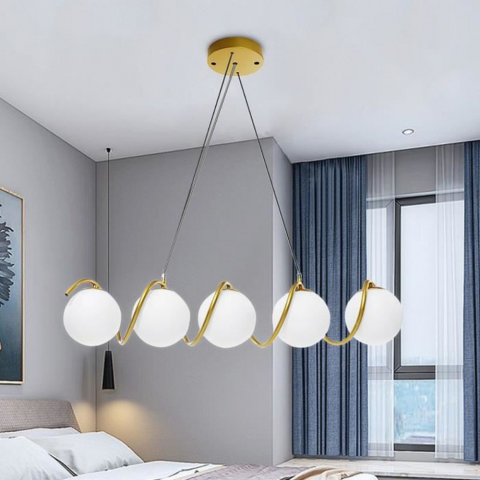 CANDELABRE MODERNE & PENDULE - LUSTRA AURIE GLOB ALB 5 BECURI E27