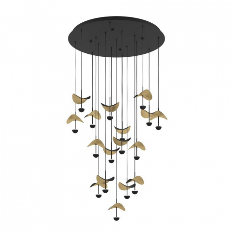 ■ ILUMINAT DE INTERIOR - LUSTRA CASA SCARII (2200MMX780MM) NEGRU-AURIU LC.