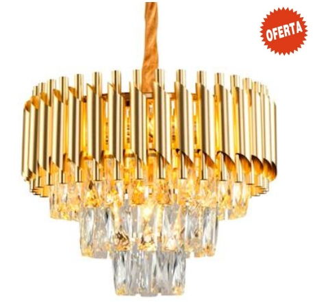 CANDELABRE CRISTAL & PENDULE - LUSTRA CRISTAL 40CM AURIE 7XE14