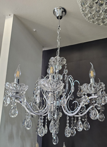 CANDELABRE CRISTAL & PENDULE - LUSTRA CRISTAL 8XE14 CROM