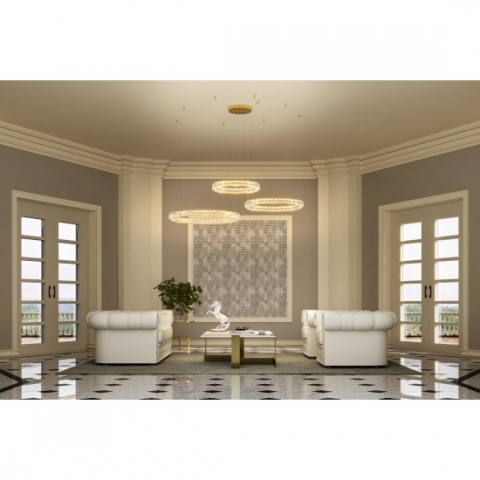 LUSTRA CRISTAL AKALA LED IAK PR M+L+XL 149W, 3000K, D.600cm+800cm+1000cm [1]