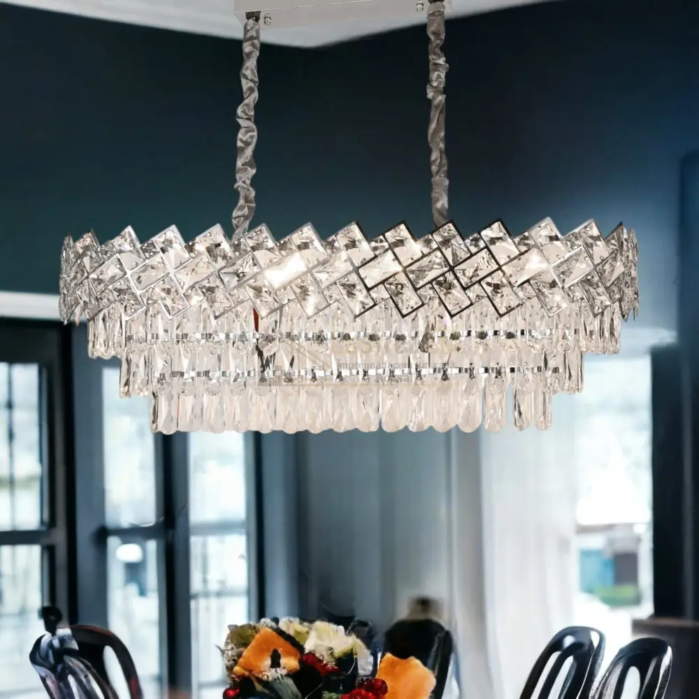■ ILUMINAT DE INTERIOR - LUSTRA CRISTAL ARGINTIE - 75X35MM  8XE27