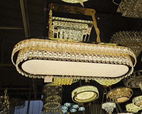 CANDELABRE CRISTAL & PENDULE - LUSTRA DE CRISTAL - AURIE - 3 NUANTE DE LUMINA | Diametru: 950x360 - cu telecomanda!