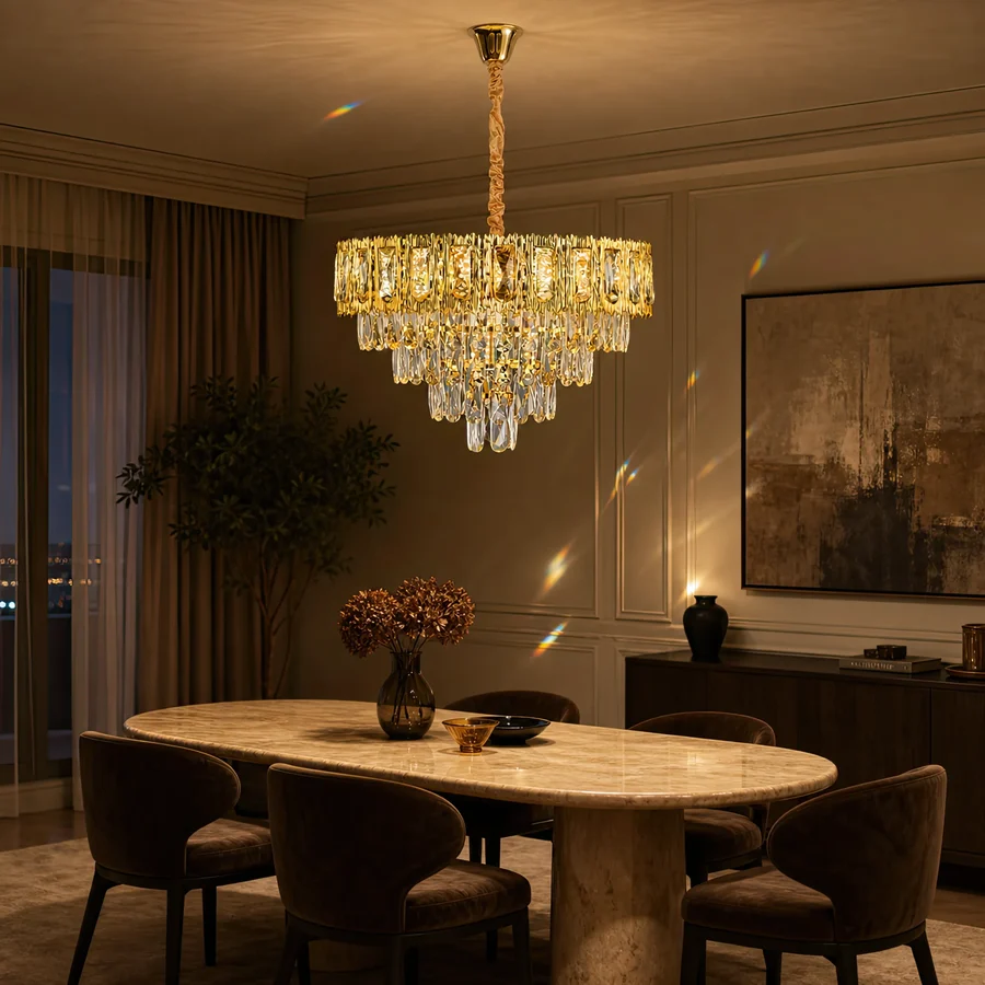 ■ ILUMINAT DE INTERIOR - LUSTRA CRISTAL AURIU 9XE14 D500