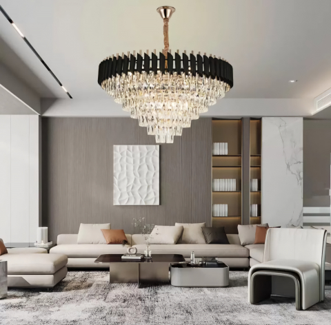 CANDELABRE CRISTAL & PENDULE - LUSTRA CRISTAL D800 NEGRU AURIU 15xE14