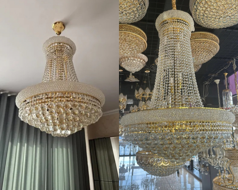 CANDELABRE CRISTAL & PENDULE - LUSTRA CRISTAL DIAMETRUL - 800MM X62MM - AURIE 18XE14