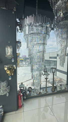 CANDELABRE CRISTAL & PENDULE - LUSTRA de CRISTAL GRI 60X150
