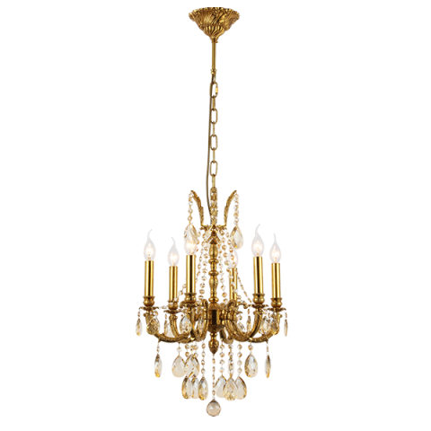 CANDELABRE CRISTAL & PENDULE - LUSTRA CRISTAL K9 DARIAN 6XE14 AUR MAT