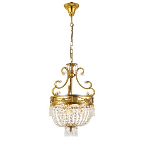 CANDELABRE CRISTAL & PENDULE - LUSTRA CRISTAL K9 FREDERICK  3XE14 AURIUMAT