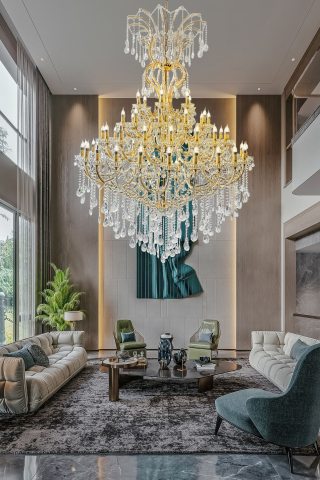 ■ ILUMINAT DE INTERIOR - LUSTRA de CRISTAL - AURIE CU BRATE  - 66 becuri 2000x1600mm