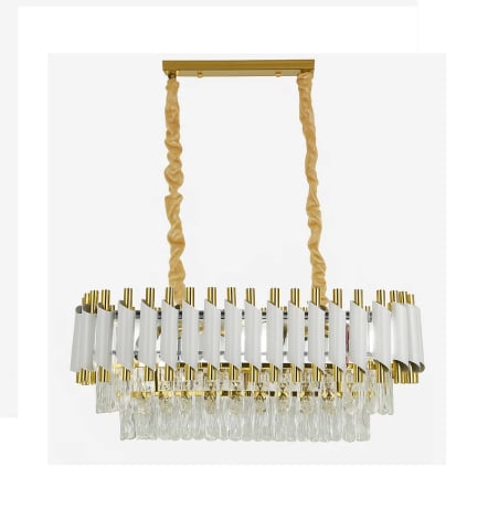 CANDELABRE CRISTAL & PENDULE - Lustra de cristal ovala - Diametru 80cm, 10xE14, Alb, Inaltime reglabila – design elegant și luminos