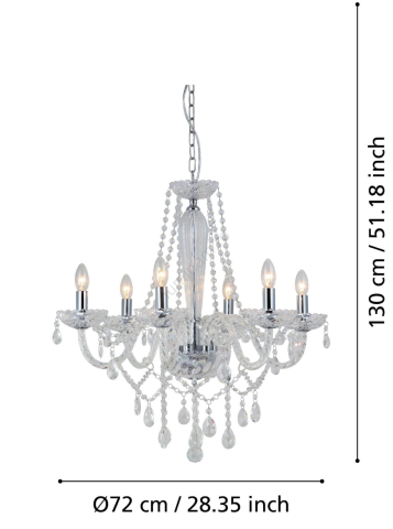LUSTRA de CRISTAL - 6X40W; E14;  CROM [2]