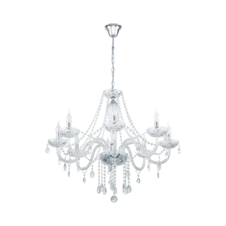 CANDELABRE CRISTAL & PENDULE - LUSTRA EGLO BASILANO 1 39101 8X40W E14  CROM H1300 D820 IP20