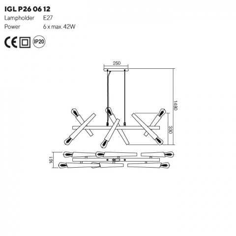 LUSTRA GALEA AUR+NEGRU IGN P26 06 12 6X42W E14 [1]