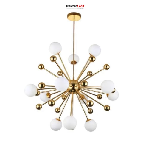 ■ ILUMINAT DE INTERIOR - LUSTRA GLOB ALB /AURIU 11XG9 60CM