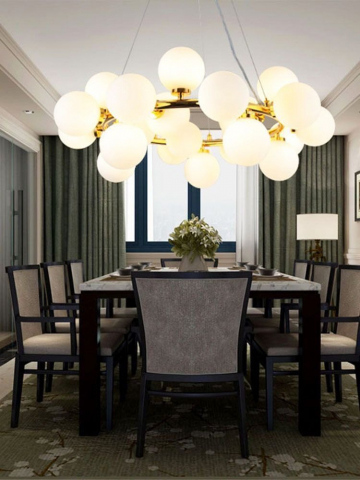 CANDELABRE MODERNE & PENDULE - LUSTRA GLOB ALB METAL AURIU 25XG9