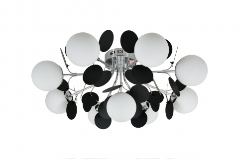■ ILUMINAT DE INTERIOR - PLAFONIERA LED ALB /NEGRU 8+1 BECURI 9XE27