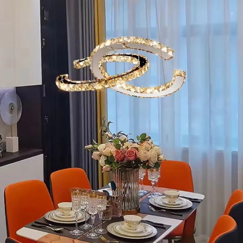CANDELABRE CRISTAL & PENDULE - LUSTRA LED CRISTAL  CU TELECOMANDA 2X40W