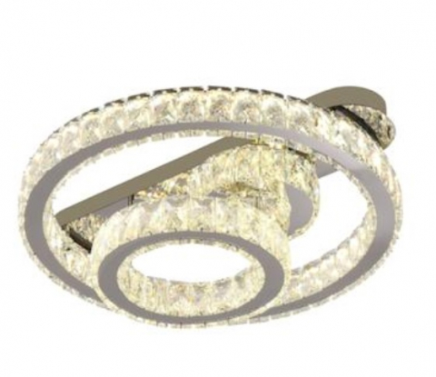 PLAFONIERE CRISTAL - LUSTRA LED CRISTAL ROTUNDA - CROM