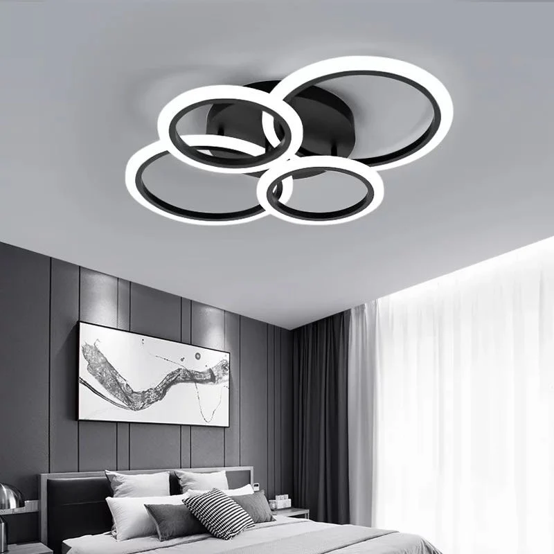 PLAFONIERE CU LED - LUSTRA LED Cu Telecomanda, 3 Tipuri De Lumina, Intensitate Reglabila, 76W, Negru