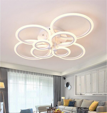 PLAFONIERE CU LED - LUSTRA LED CU TELECOMANDA 8 CERCURI