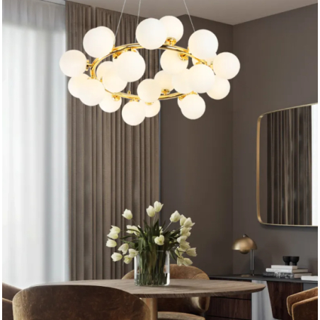 CANDELABRE MODERNE & PENDULE - LUSTRA  LED GLOB ALB-AUR 25XG9