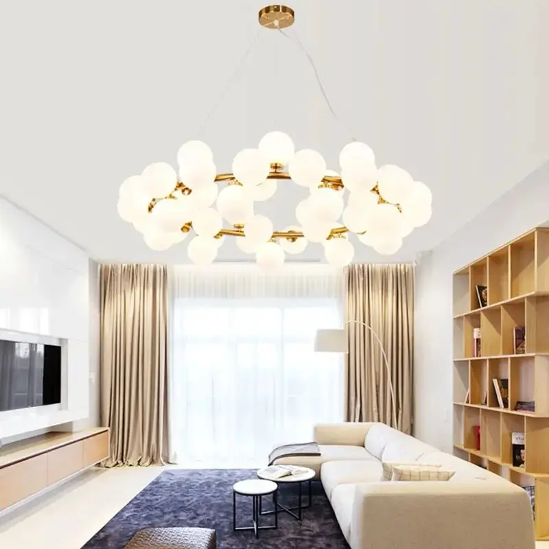 CANDELABRE MODERNE & PENDULE - LUSTRA LED GLOB ALB AURIU 45XG9 4000K