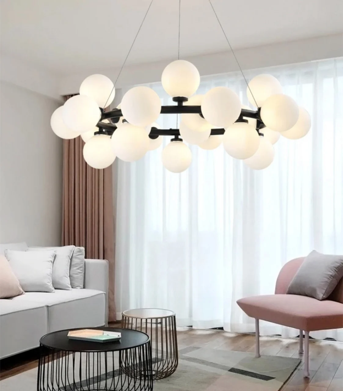 CANDELABRE MODERNE & PENDULE - LUSTRA LED GLOB NEGRU G9X45 BECURI