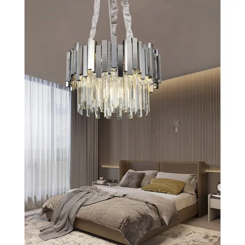 CANDELABRE CRISTAL & PENDULE - LUSTRA LED GRI CRISTAL 5xe14