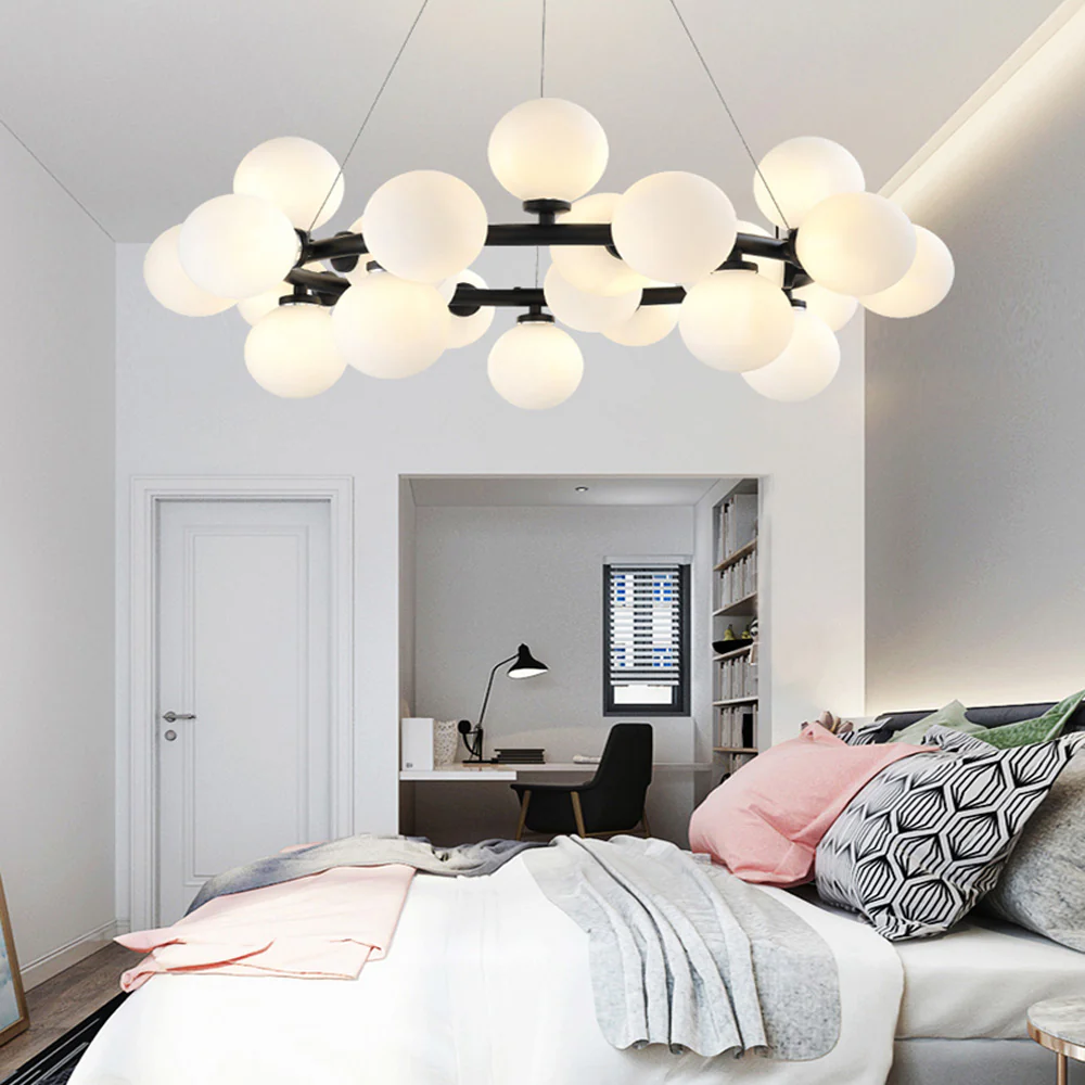■ ILUMINAT DE INTERIOR - LUSTRA LED NEAGRA GLOB ALB 25XG9